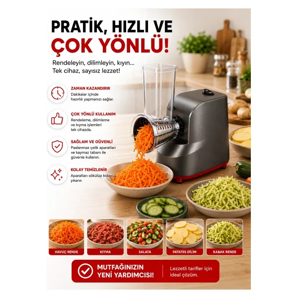 Robo 500 W Rende Ve Kıyma Makinesi - Görsel 7