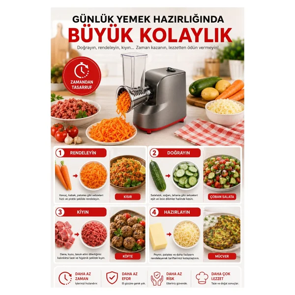 Robo 500 W Rende Ve Kıyma Makinesi - Görsel 3