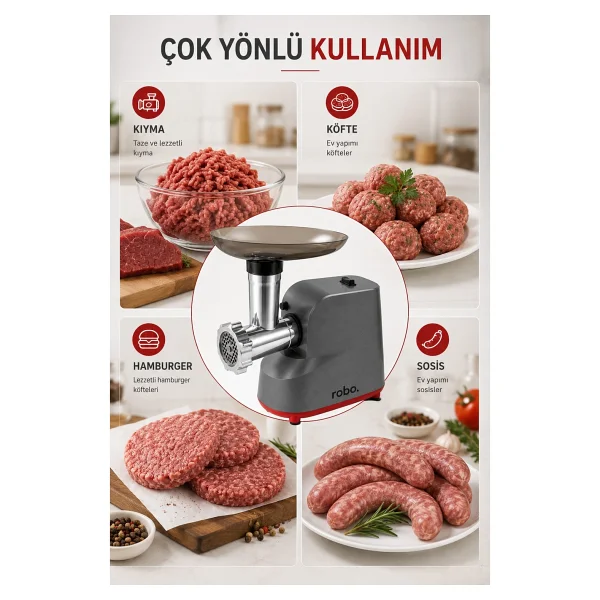 Robo 500 W Rende Ve Kıyma Makinesi - Görsel 4