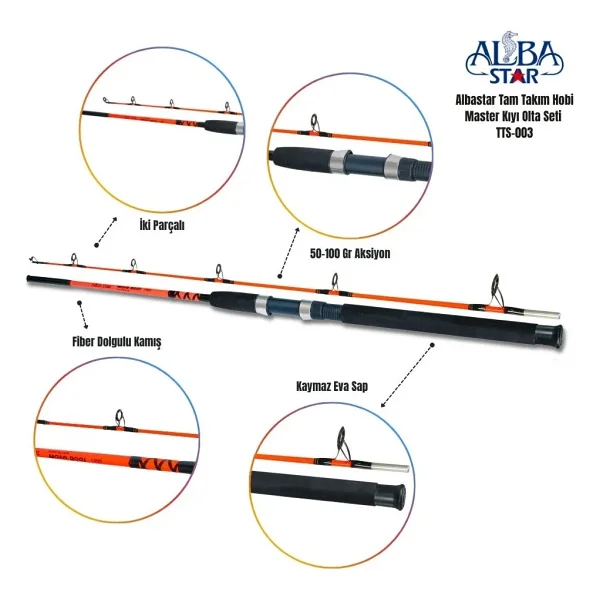Alba Star Tts003 Tam Takım Profesyonel Tekne Olta Seti - Görsel 3