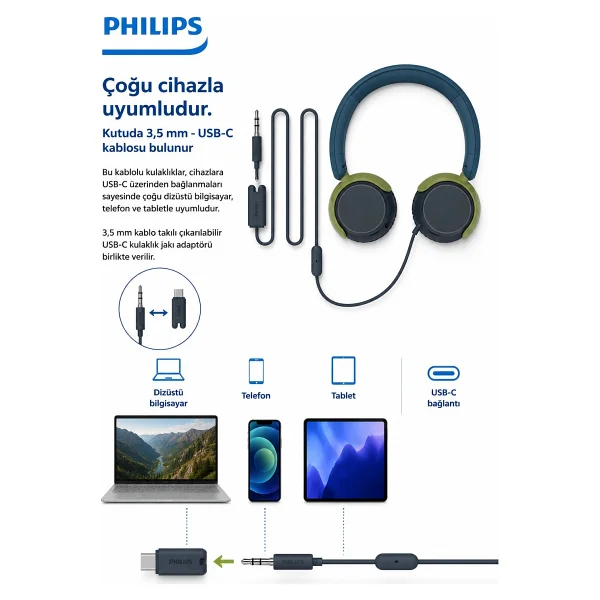 Philips Tak2000ct/00 Mavi Kablolu Kulak Üstü Kulaklık - Görsel 6