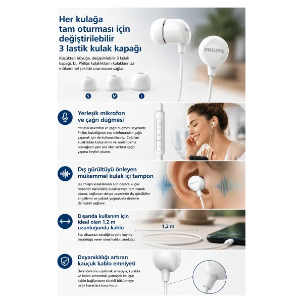 Philips Tae2146 Type-C Kablolu Kulak İçi Kulaklık - Görsel 3