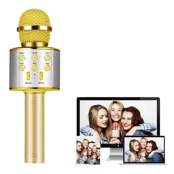 Belirtilmemiş Karaoke Mikrofon Bluetooth Bağlantılı Aux Girişli Uzun Pil Ömrü Yüksek Ses Kaliteli - Görsel 4