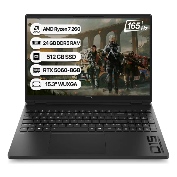 Hyperx Omen 15-Gb0006nt D2qw2ea Ryzen 7 260 24 GB 512 GB SSD Rtx5060 15.3" Wuxga Gaming Laptop - Görsel 8