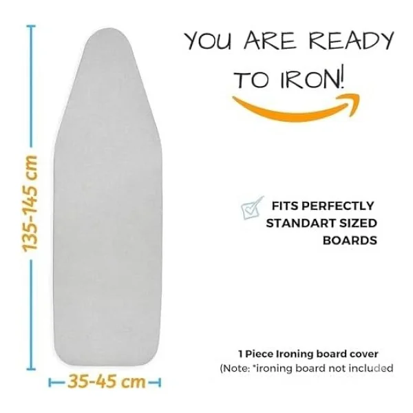 Savuk Ütü Masası Örtüsü Ve Pedi Standart Boyut Silikon Kaplamalı 4 Katlı 38 X 137 Cm Ekstra Ağır Hizmet Kalın Dolgu, Isı Yansıtıcı, Yapışmaz Kavurma Ve Leke Dayanıklı - Görsel 3