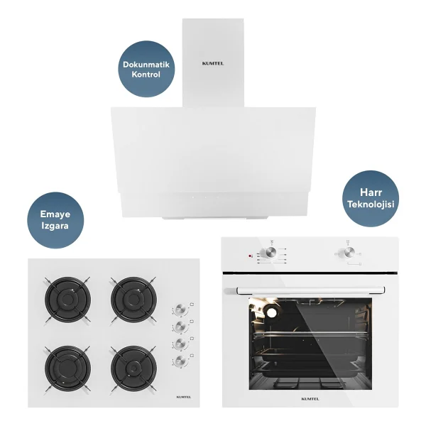Kumtel Home Plus Beyaz Cam Ankastre Set - Görsel 7