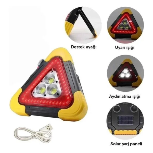 Eco Lounge Işıklı Üçgen Reflektör LED Projektör Acil Durum Feneri Flaşör 500 Lümen - Görsel 3