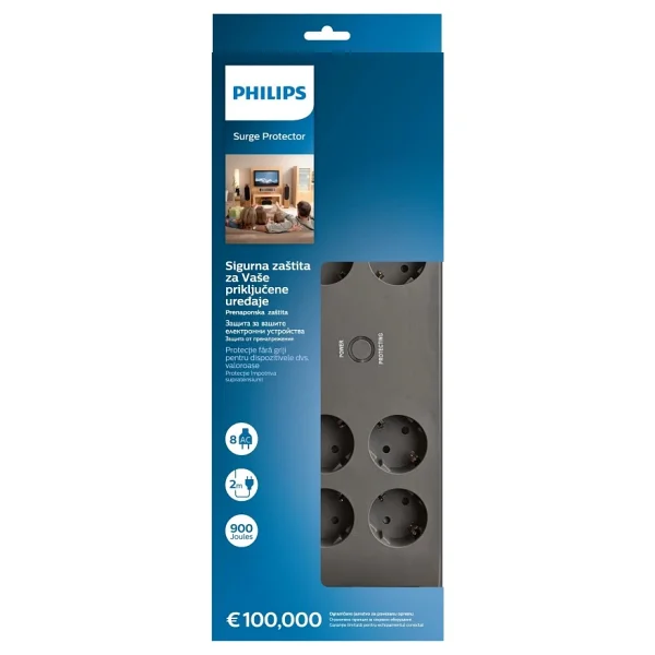 Philips Phılıps Spn3180a/62 8 Soket Akım Korumalı Priz 900 Joules 2mt Kablo (Grı)(1923) - Görsel 3