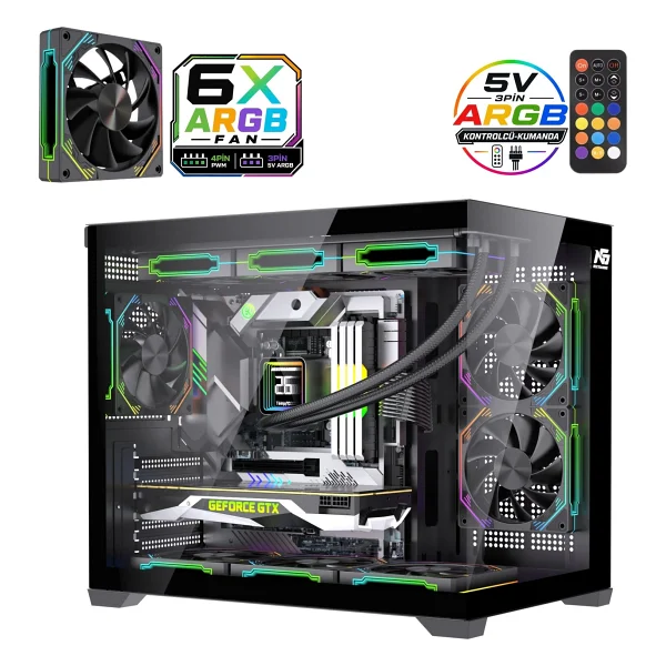 Next Gaming Orion Cube XL 6x Argb Fanlı Siyah Micro Atx Oyuncu Kasası - Görsel 7