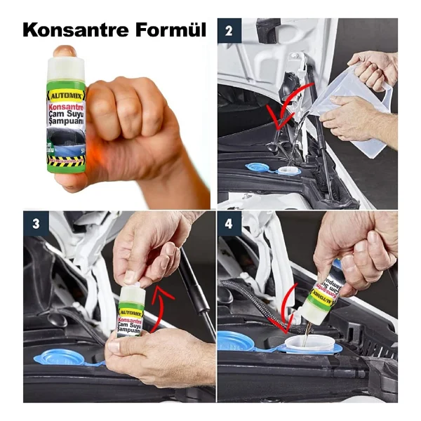 Badem10 Automix Araba Araç Otomobil Oto Silecek Temizleme Konsantre Cam Suyu Şampuanı Çam Kokulu - Çok Renkli - Görsel 2