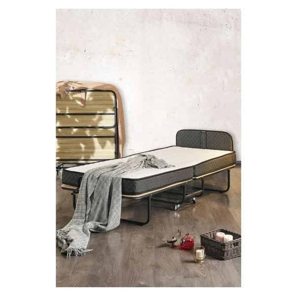 Niron Yatak Niron Premium Katlanır Yatak 90x200 Cm Paket Yaylı Lüks Yatak Ve Kaydırmaz Kumaş Kaplı Karyola - 90 X 200 Cm - Gri - Görsel 10