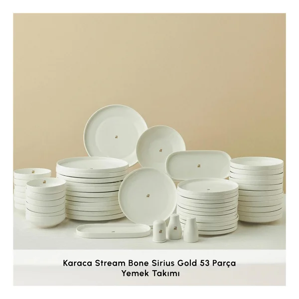 Karaca Stream Bone Sirius Gold Logo 53 Parça 12 Kişilik Yemek Takımı - Görsel 6