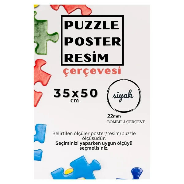22lik Kahverengi Puzzle Poster Resim Çerçevesi Pvcli Postersiz Resimsiz Çerçeve (Siyah, 35x50) - Görsel 6