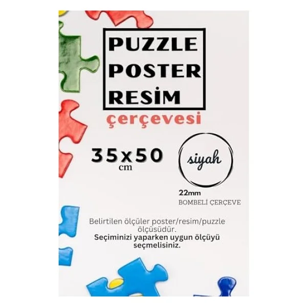 22lik Kahverengi Puzzle Poster Resim Çerçevesi Pvcli Postersiz Resimsiz Çerçeve (Siyah, 35x50) - Görsel 2