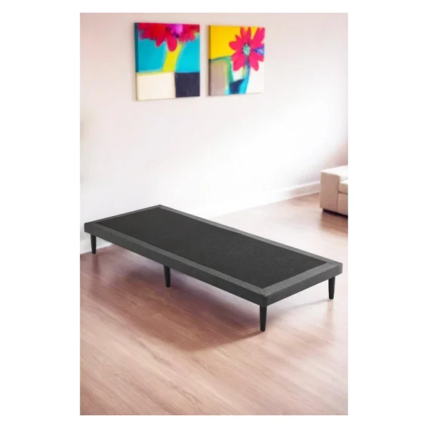 Niron Yatak Niron Slim Karyola 100x200 Tek Kişilik Baza, Metal Iskeletli Yüksek Ayaklı Koyu Gri Keten Kumaşlı - 100 X 200 Cm - Görsel 2