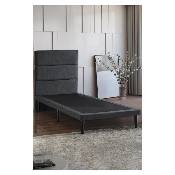 Niron Yatak Niron Slim Baza Ve Başlık Takımı - 100x200 Tek Kişilik Kumaş Kaplı Metal Karyola Ve Başlık Seti - Açık Gri - 100 X 200 Cm - Görsel 8