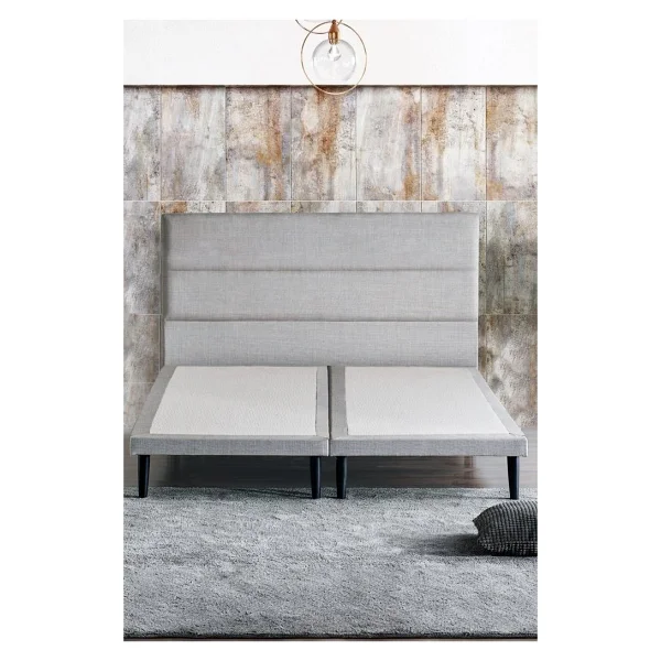 Niron Yatak Niron Slim Baza Ve Başlık Takımı - 140x200 Çift Kişilik Kumaş Kaplı Metal Karyola Ve Başlık Seti - Açık Gri - 140 X 200 Cm - Görsel 2