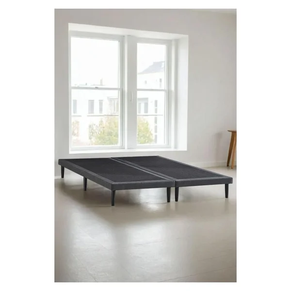 Niron Yatak Niron Slim Karyola 200x200 Çift Kişilik Baza, Metal Iskeletli Yüksek Ayaklı Koyu Gri Keten Kumaşlı - 200 X 200 Cm - Görsel 6
