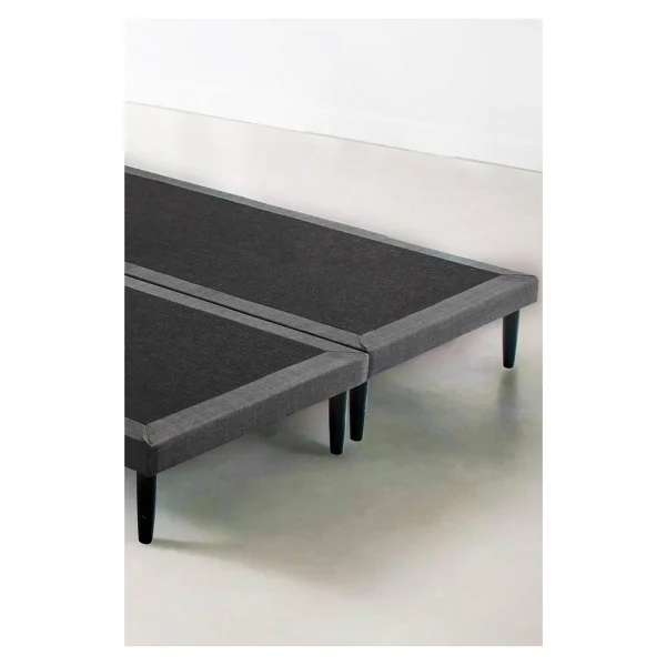Niron Yatak Niron Slim Karyola 200x200 Çift Kişilik Baza, Metal Iskeletli Yüksek Ayaklı Koyu Gri Keten Kumaşlı - 200 X 200 Cm - Görsel 3