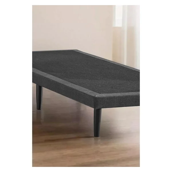 Niron Yatak Niron Slim Karyola 100x200 Tek Kişilik Baza, Metal Iskeletli Yüksek Ayaklı Koyu Gri Keten Kumaşlı - 100 X 200 Cm - Görsel 6