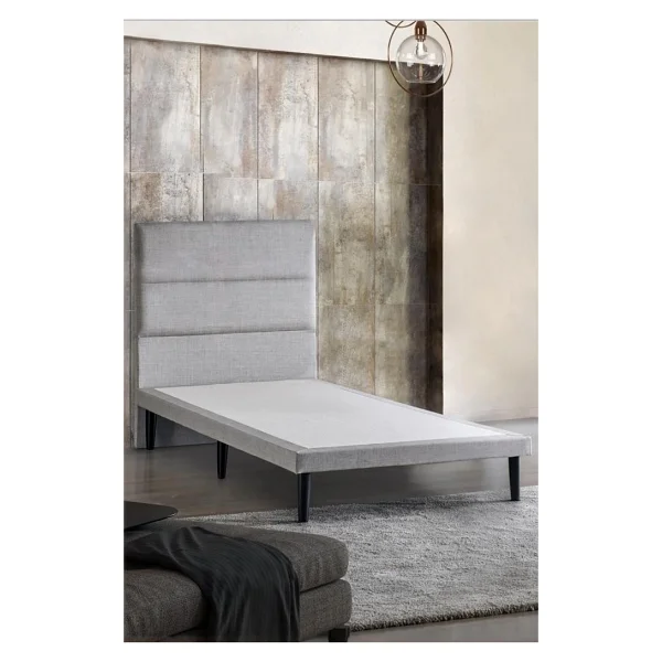 Niron Yatak Niron Slim Baza Ve Başlık Takımı - 100x200 Tek Kişilik Kumaş Kaplı Metal Karyola Ve Başlık Seti - Açık Gri - 100 X 200 Cm - Görsel 7