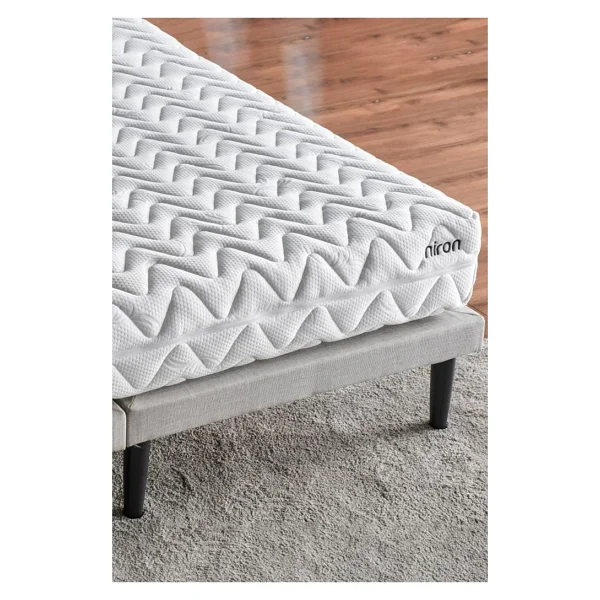 Niron Yatak Niron Slim Baza Ve Başlık Takımı - 100x200 Tek Kişilik Kumaş Kaplı Metal Karyola Ve Başlık Seti - Açık Gri - 100 X 200 Cm - Görsel 6