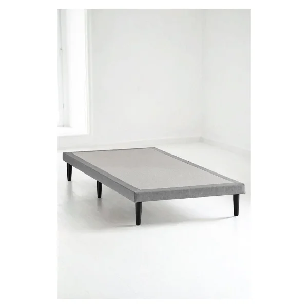 Niron Yatak Niron Slim Karyola - 120x200 Tek Kişilik Baza - Metal Iskeletli, Yüksek Ayaklı Ve Keten Kumaşlı - Açık Gri - 120 X 200 Cm - Görsel 6