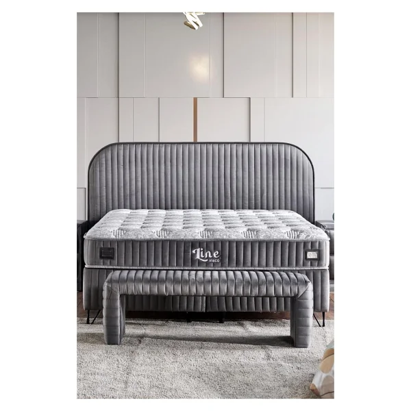 Niron Yatak Line Visco Yatak 200 X 200 Cm Çift Kişilik 28 Cm Visco Süngerli Yaylı Lüks Yatak Orta Sert Koyu Gri - 200 X 200 Cm - Görsel 3