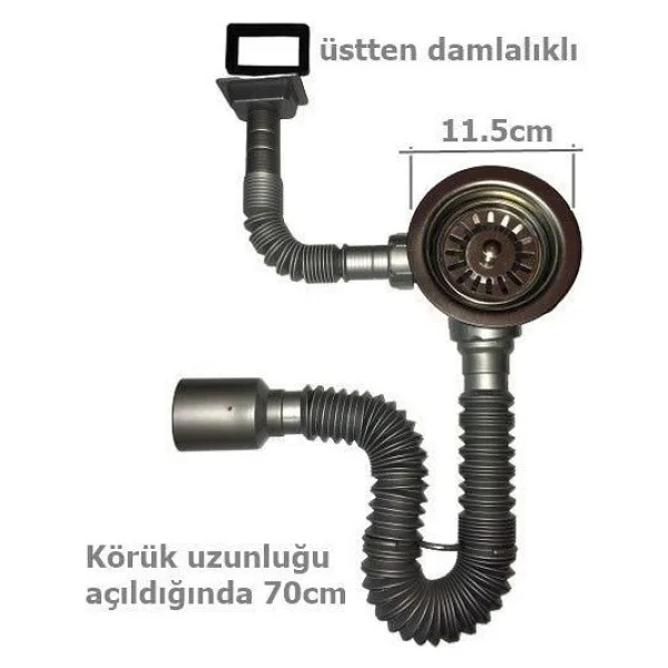 Çöpmak Kapalı Taşmalı Körüklü Evye Sifonu 50 Mm - Görsel 2