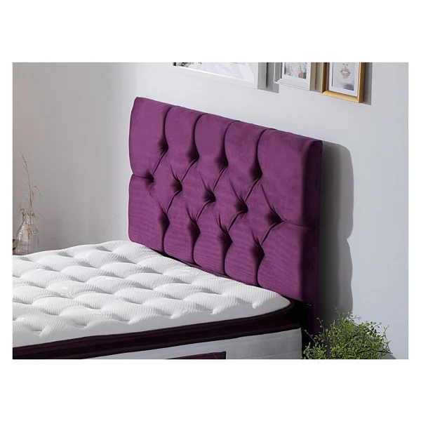 Niron Purple Baza Ve Başlık Seti - 90x190 Cm Tek Kişilik Sandıklı Mor Kumaş Baza Ve Başlığı - Görsel 8