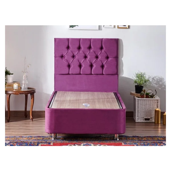 Niron Purple Baza Ve Başlık Seti 100x200 Cm Tek Kişilik Sandıklı Mor Kumaş Baza Ve Başlığı - Görsel 10