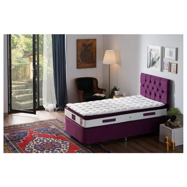 Niron Purple Baza Ve Başlık Seti 100x200 Cm Tek Kişilik Sandıklı Mor Kumaş Baza Ve Başlığı - Görsel 9