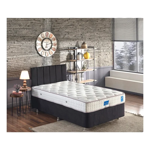 Niron Juliette 120x200 Bir Buçuk Kişilik Lüks Yatak Seti - Siyah Kumaş Baza, Başlık Ve Yatak Takımı - Görsel 9