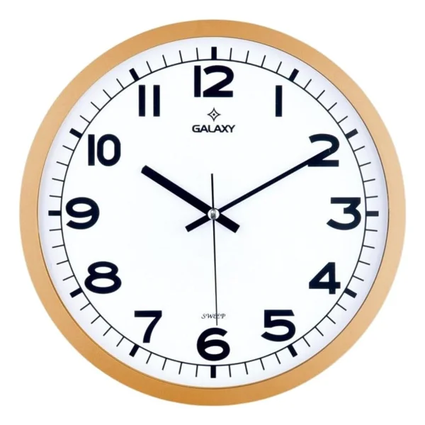 Galaxy 216-3 Serisi Metal Görünümlü Sessiz Akar Duvar Saati 30 Cm - Görsel 3