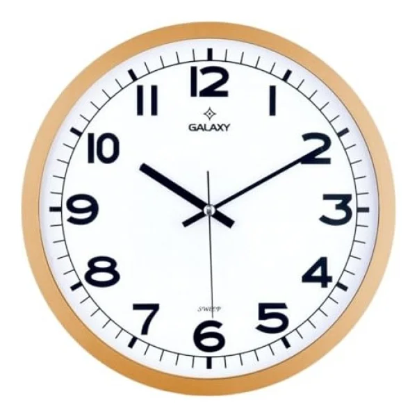 Galaxy 216-3 Serisi Metal Görünümlü Sessiz Akar Duvar Saati 30 Cm - Görsel 2