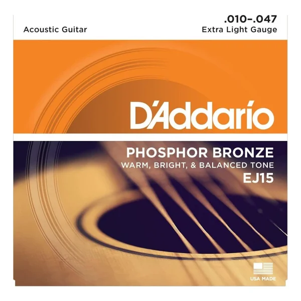 D'addario Ej15 Phosphor Bronze Extra Light 10-047 Akustik Gitar Teli - Görsel 3