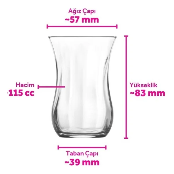 Lav Klasik Cam Çay Bardağı 6 Kişilik 115 Ml - Görsel 2