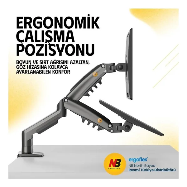 North Bayou F160 17-27 İnç İki Kollu Amortisörlü Monitör Standı - Görsel 10