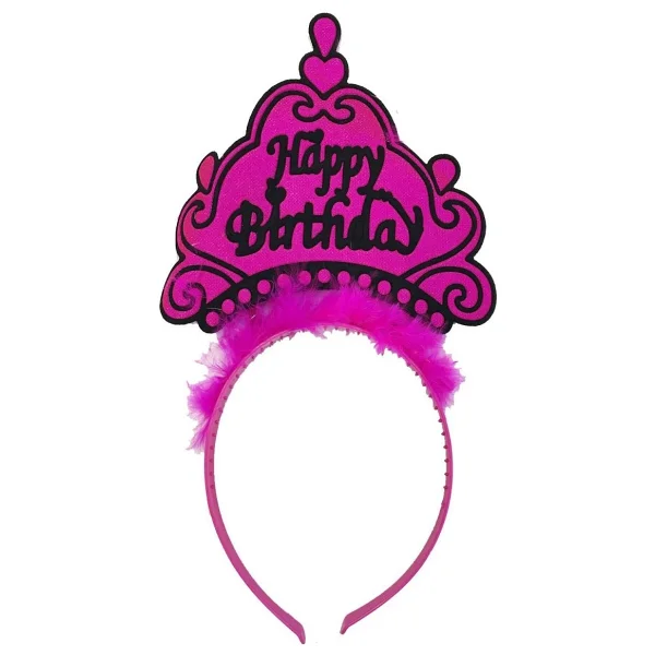 Happy Birthday Neon Fuşya Renk Doğum Günü Tacı 24x15 Cm - Görsel 2