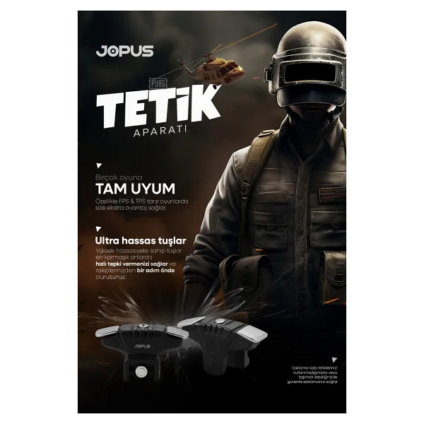 Jopus Pubg Metal Tetik Aparatı Metal Ateş Tuşu - Siyah - Görsel 2