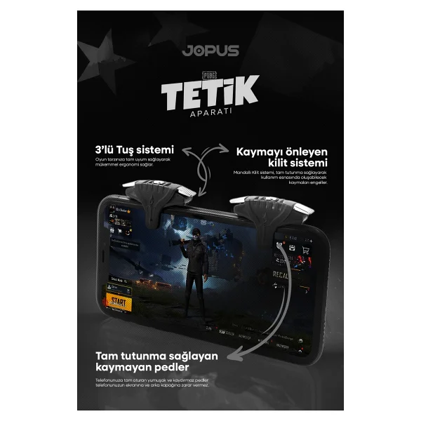 Jopus Pubg Metal Tetik Aparatı Metal Ateş Tuşu - Siyah - Görsel 3