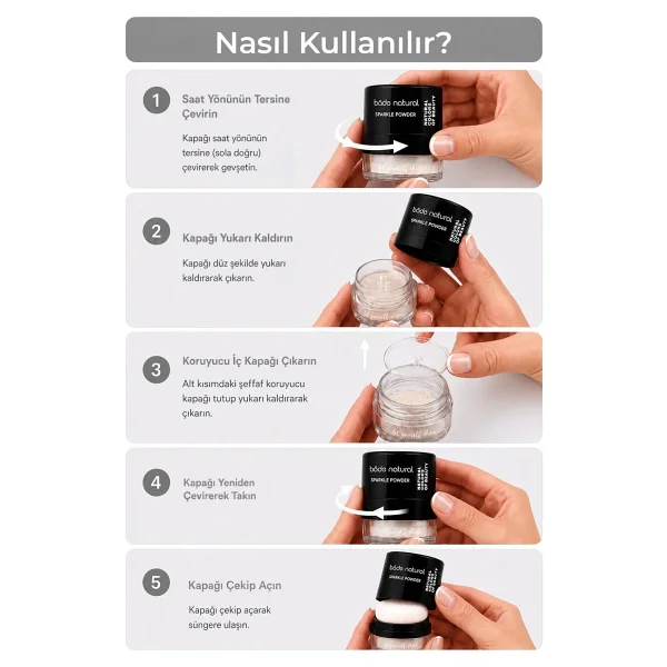 Bade Natural Sparkle Powder Işıltılı Toz Vücut Simi - Görsel 3