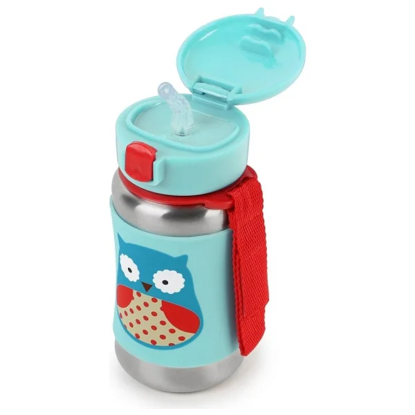 Skip Hop Zoo Baykuş 350 Ml Pipetli Paslanmaz Çelik Suluk - Görsel 2