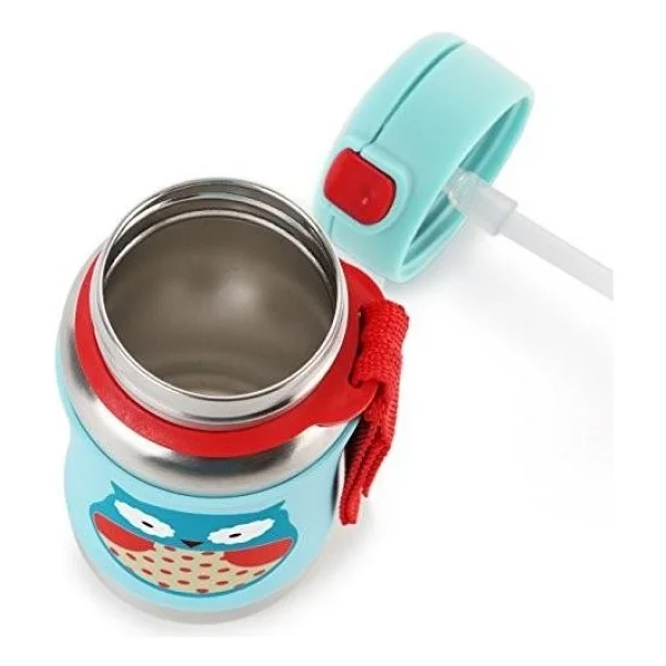 Skip Hop Zoo Baykuş 350 Ml Pipetli Paslanmaz Çelik Suluk - Görsel 3