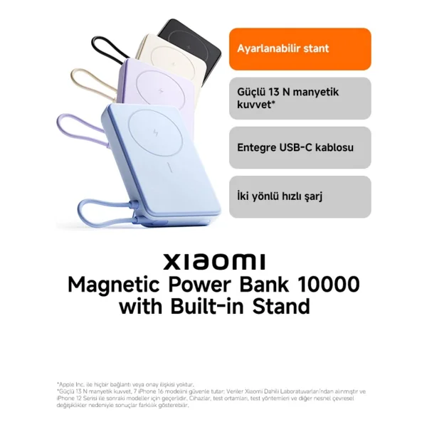 Xiaomi Magnetic Standlı Wpb1007z 10000 mAh Hızlı Şarj Kablosuz Powerbank - Görsel 2