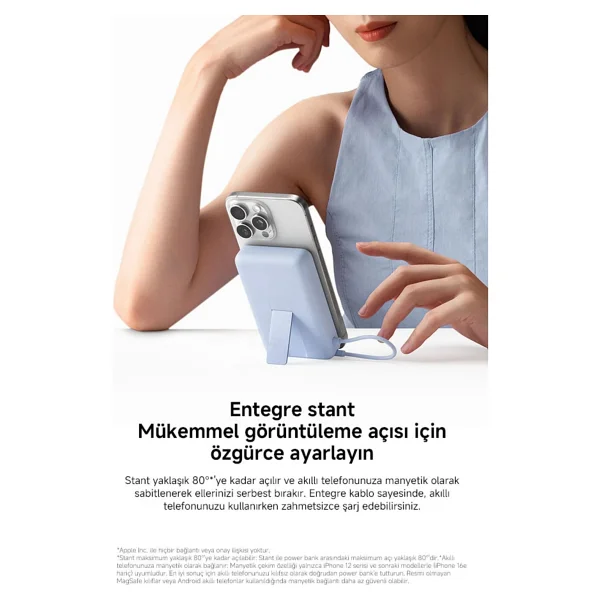 Xiaomi Magnetic Standlı Wpb1007z 10000 mAh Hızlı Şarj Kablosuz Powerbank - Görsel 7