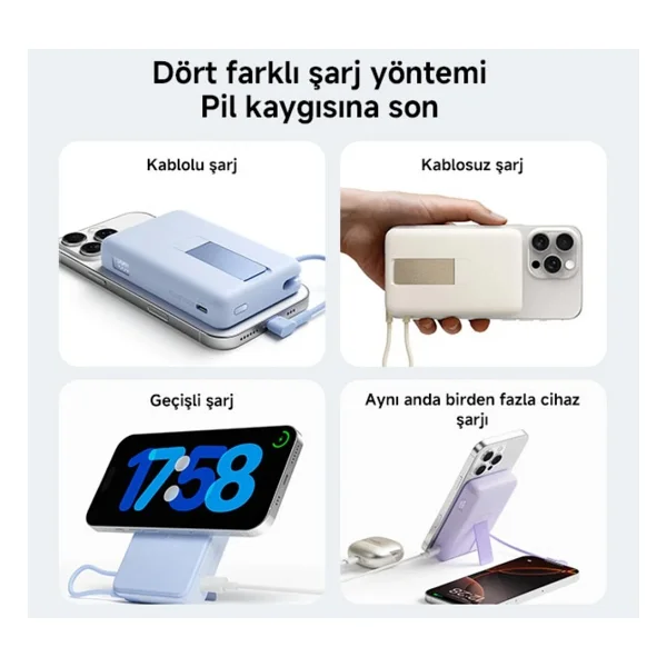 Xiaomi Magnetic Standlı Wpb1007z 10000 mAh Hızlı Şarj Kablosuz Powerbank - Görsel 8