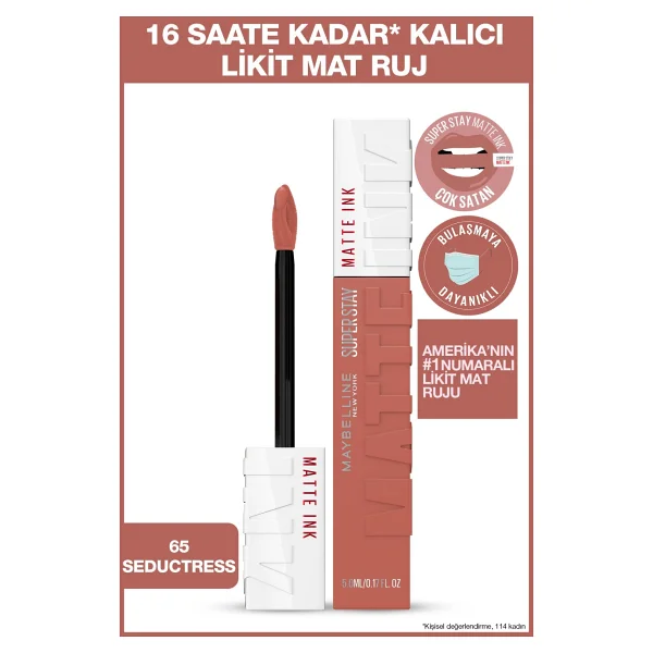 Maybelline New York Super Stay Matte Ink 65 Seductress Likit Ruj - Görsel 3