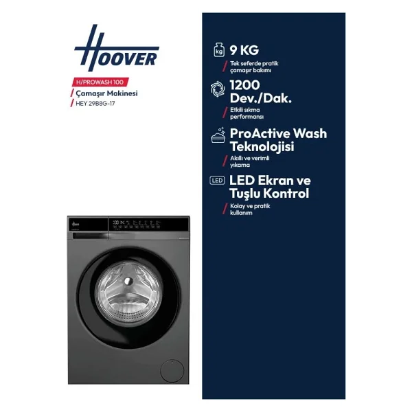 Hoover Hey 29b8g-17 1200 Devir 9 Kg Çamaşır Makinesi - Görsel 4