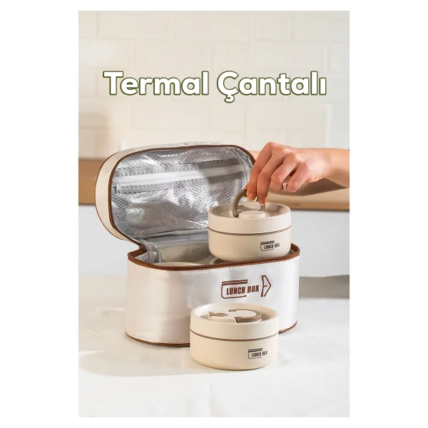 Porsima Bl25231 Isı Yalıtımlı Çanta Paslanmaz Çelik 4 Parça Vakumlu Yemek Termosu Beslenme Kutusu Taşınabilir Lunch Box Sefer Tası - Görsel 4